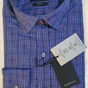 Mens Dress Shirt. Bugatchi. Blue color. Classic Fit.